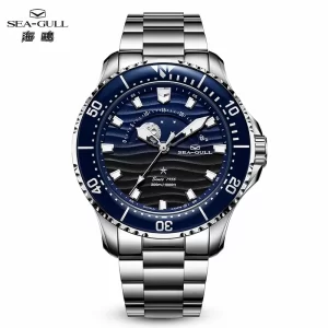Seagull 43.5mm Diving Watch 300M Waterproof Automatic Mechanical Wristwatch Moon Phase Luminescent Men Watches 1215 New 2025