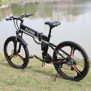 VLFINA 250W Folding Electric Mountain Bike 26-inch, 21-Speed E-Bike, 25km/h Commuter for Men and Women, CE-Compliant