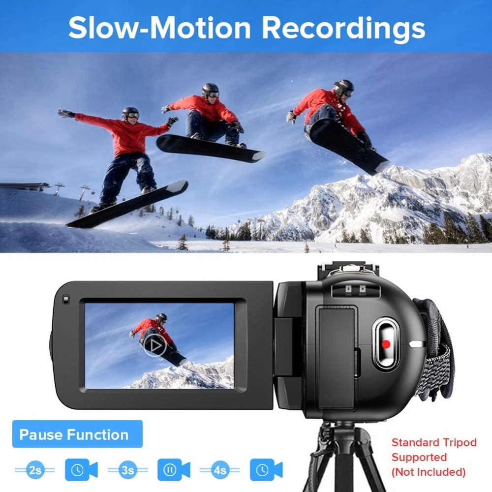 2.7K Camcorder Video Camera 36MP with LED Fill Light,16X Digital Zoom Camera Recorder 3.0" IPS Touch Screen Vlogging Camera Kit - Image 5