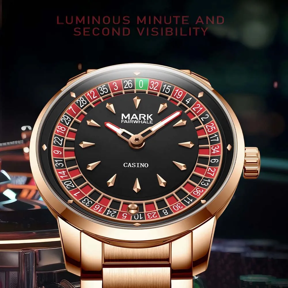 Mark Fairwhale 2025 New Fashion Men Quartz Watch Arabic numerals Rotating Dial Roulette Luminous Waterproof Men's Wristwatch - Image 2