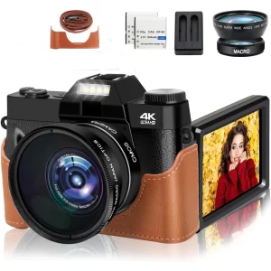 Flip Screen 16X 56MP Digital Camera For Photography Video Recording 4K Vlog Camcorder Youtube Livestreaming Wifi Webcam Selfier