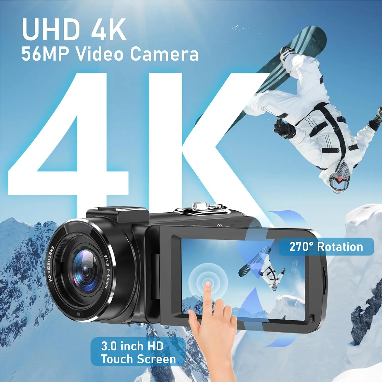 56MP 4K Digital Video Camera 18X Infrared Night Vision Vlogging Camcorder 3.0 inch Touch Screen Youtube Livestream WIFI Webcam - Image 2