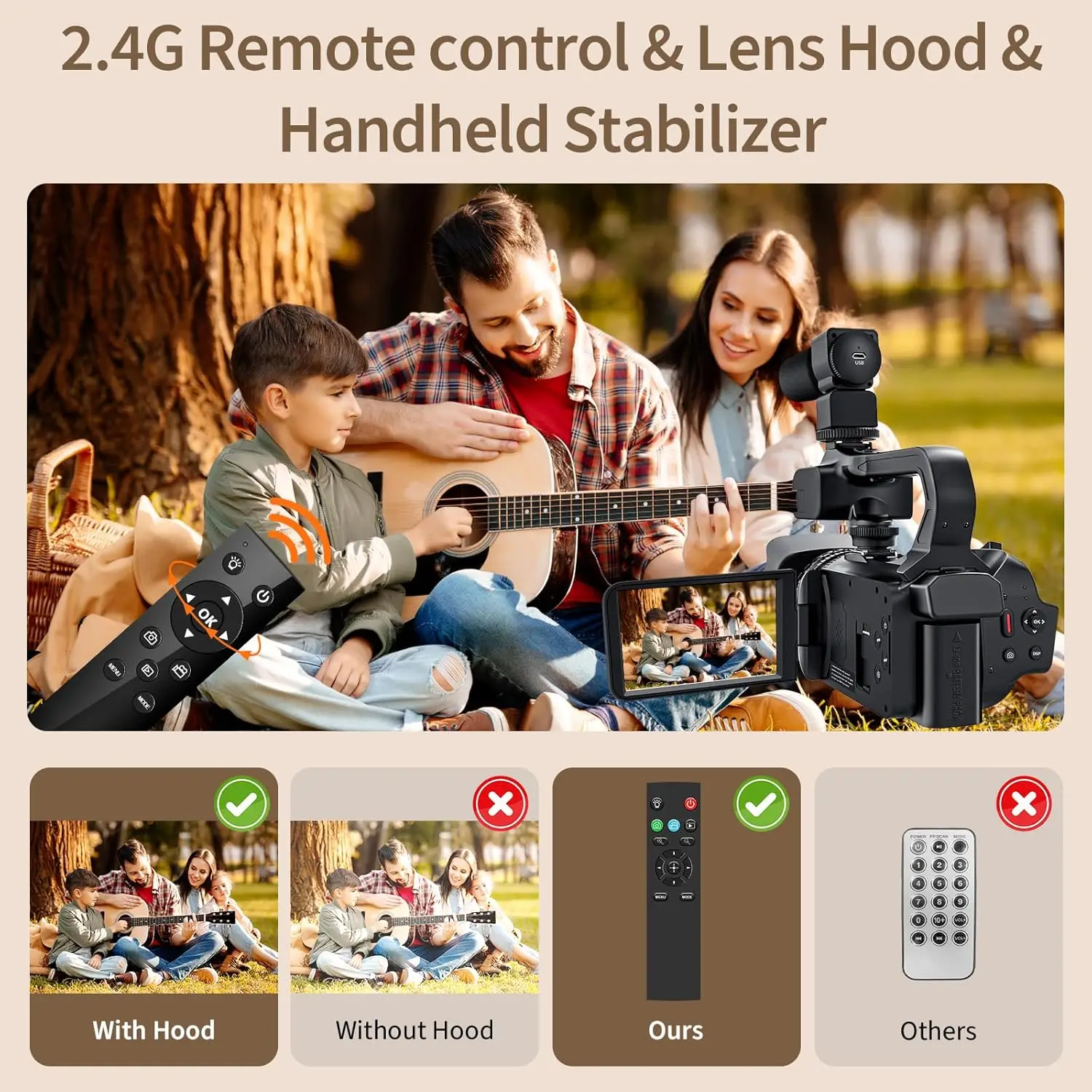 64MP 4K Camcorder 4.0 Inch 270° Rotate Touch Screen 18X 4K UHD Professional Digital Video Camera Youtube Livestream Wifi Webcam - Image 5