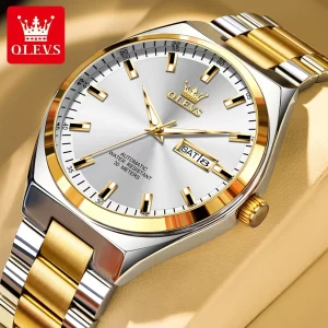 OLEVS 9907 Mens Watch Original Brand Business Mechanical Watch Watch For Men Waterproof Luminous Mens Gifts Date Week Reloj
