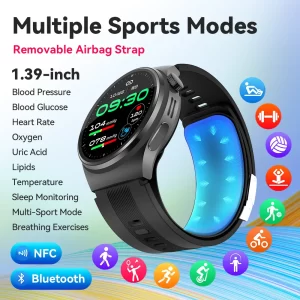 2025 New Accurate Blood Pressure Measurement watches Blood Sugar Lipid ECG Smart Watch NFC Health Fitness Sport SmartWatch