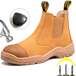 2026 New Work Safety Boots for Men Steel toe shoes Genuine leather Chelsea boots Puncture-Proof Indestructible shoes waterproof