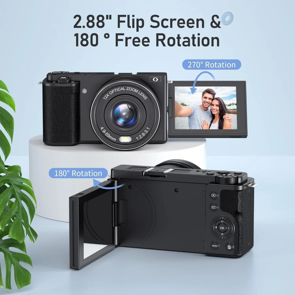 12X Optical Zoom 4K 64MP Digital Selfie Camera Flip Screen Vlog Camcorder Video Recorder photographic Camera Livestream Webcam - Image 6