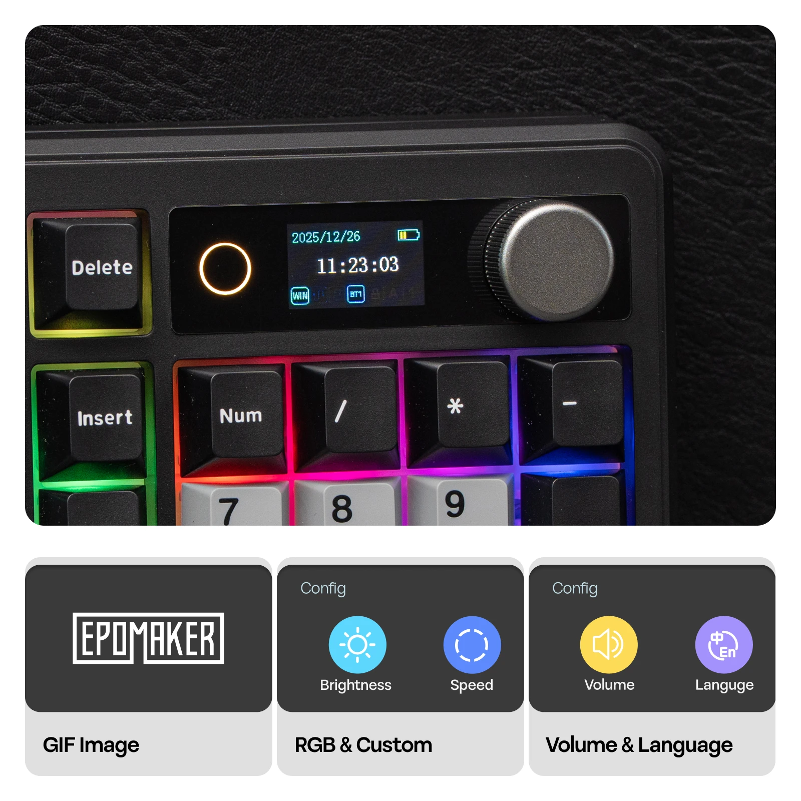 EPOMAKER TH99 PRO 96% ANSI US Layout Gasket-Mounted Wired/BT/2.4Ghz Wireless Mechanical Gaming Keyboard with Screen & Knob - Image 3