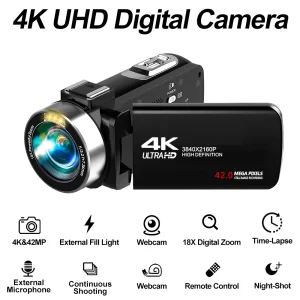 4K Portable Digital photography Camera 2 in1 Photo Video Record DV Travel Video Camera 18X Zoom 3'' Rotatable Screen With Flash