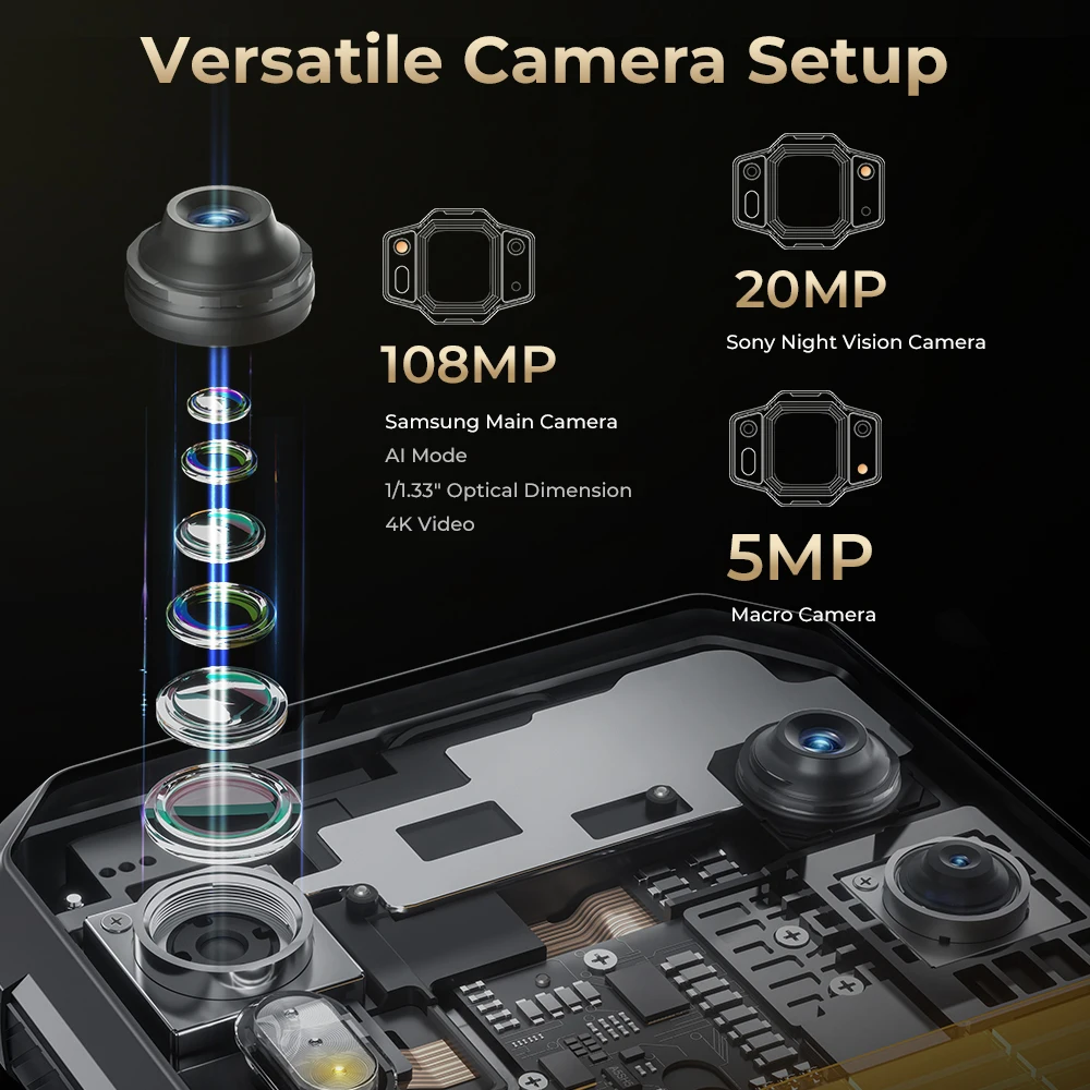 Oukitel WP30 Pro 5G Rugged 120W Super Charge 11000 mAh 6.78" FHD+12GB+512GB 120HZ android 13 108MP Camera - Image 6