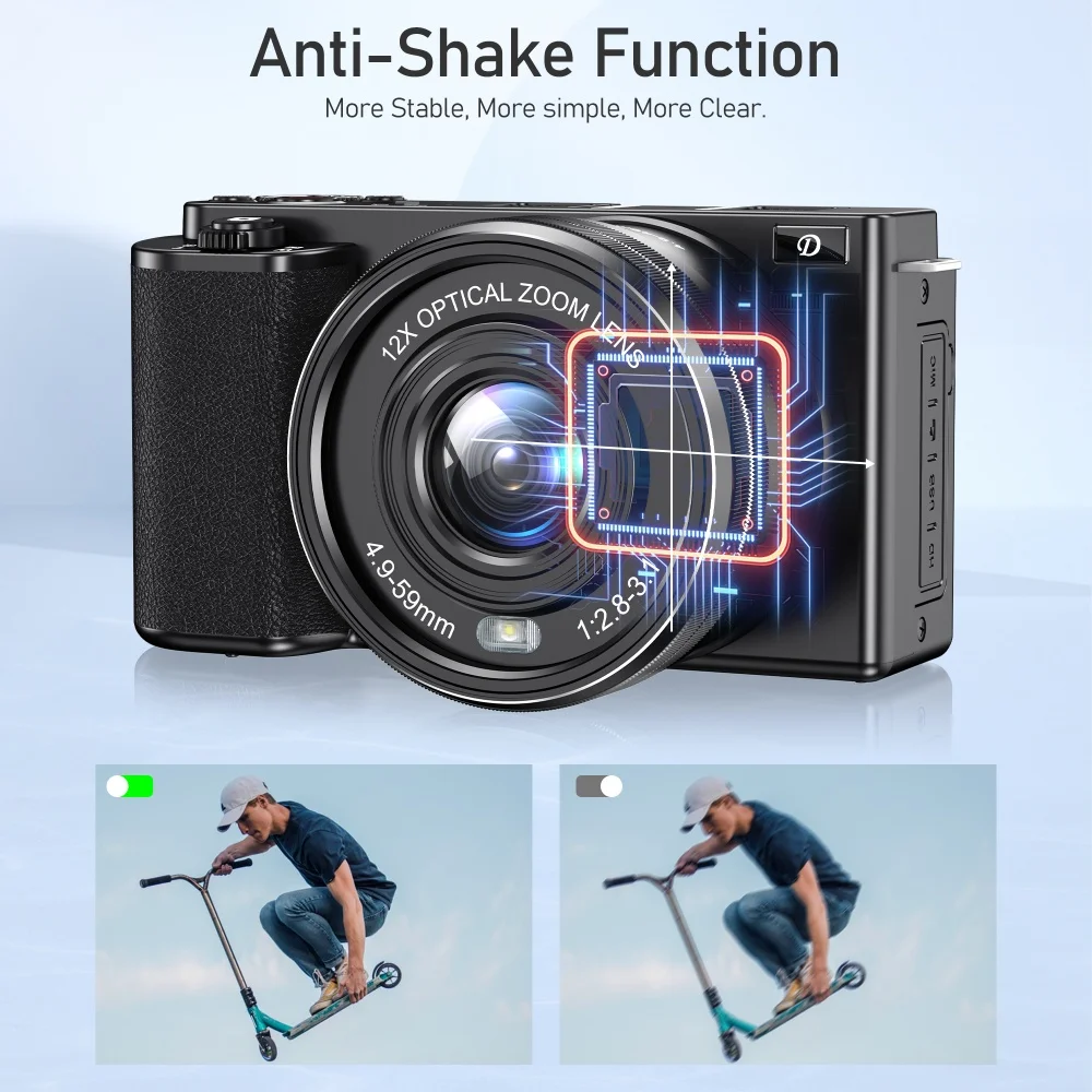 4K 64MP Digital Camera 12X Opticial Zoom 3 inch Touch Screen Vlog Camcorder Video Camera Auto Focus WIFI Livestreaming Webcam - Image 5