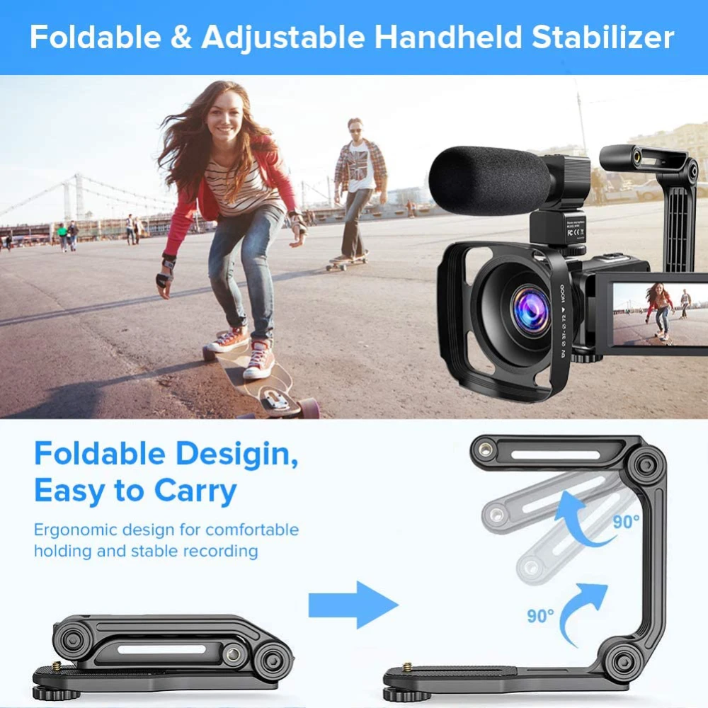 2.7K Camcorder Video Camera 36MP with LED Fill Light,16X Digital Zoom Camera Recorder 3.0" IPS Touch Screen Vlogging Camera Kit - Image 6