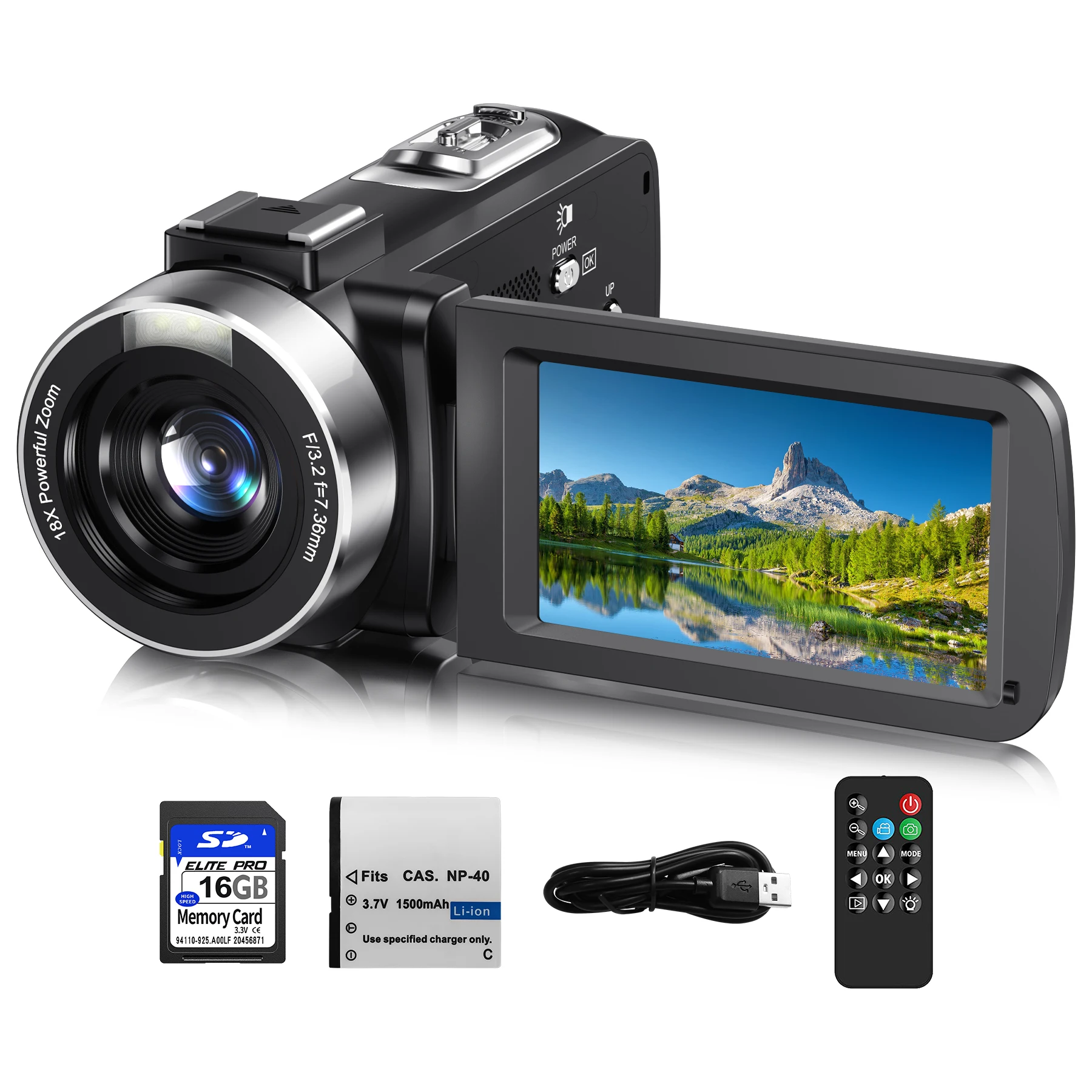 18X 42MP Digital Video Camera 3" Flip Screen 4K UHD Camcorder Wifi Webcam For Youtube Livestreaming Wide Angle Lens Vlog Camera