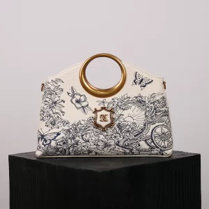 2025 fashion new luxury handbag high sense embroidery flower bag niche design handbag heavy industry hardware round gold handle