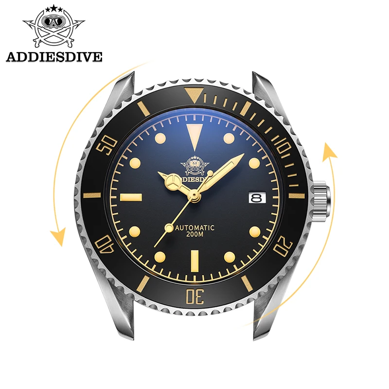 ADDIESDIVE Men's Watch Automatic NH35 Movement C3 Luminous 316L Stainless Steel Case Date Display Waterproof 200m Diving Gift Wa - Image 4