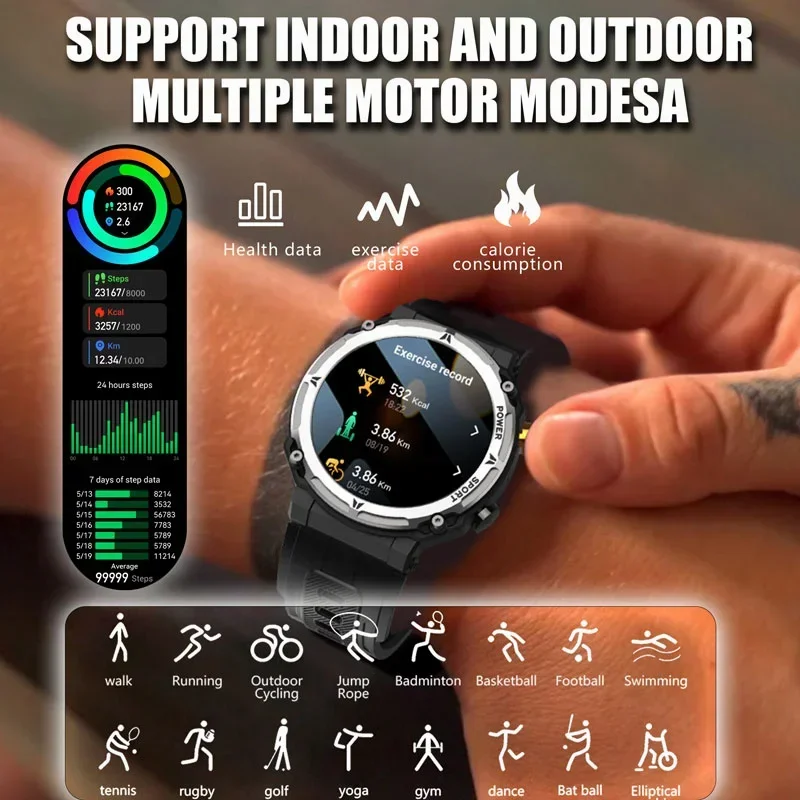 Outdoor Military Smartwatch Wireless Call Fitness Clock Sports 3ATM Waterproof Smart Watch for Men Women IOS Android Phones 2025 - Image 5