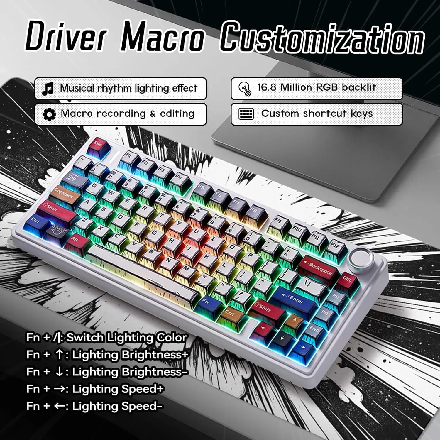 New AULA F75/F99 Pro Gaming Mechanical Keyboard PBT Comic Keycaps RGB Backlight Hot Plug Customized keyboard Keyboard for Office - Image 5