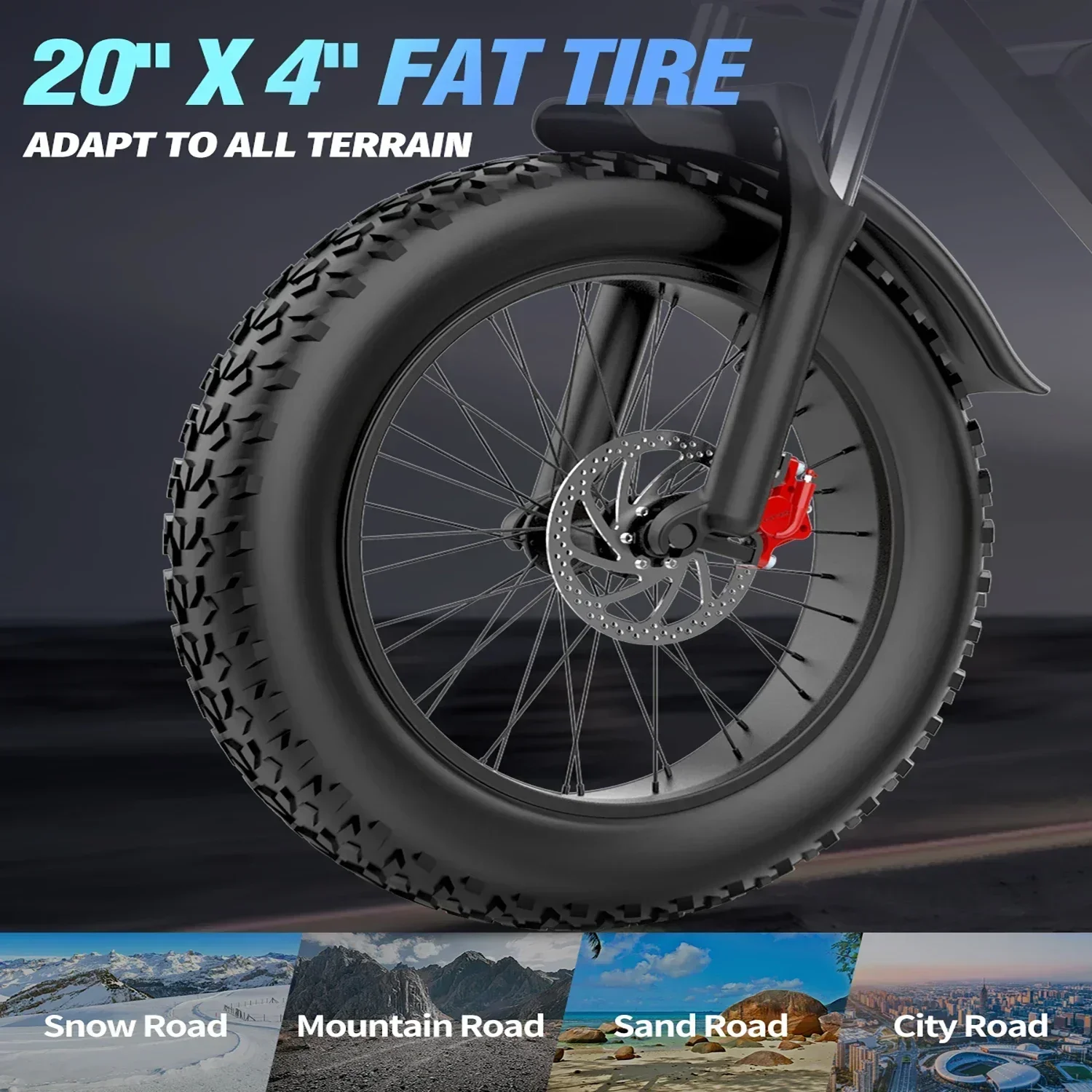 Ridstar Q20 Pro Ebike, Dual Motor 2000W, Two Batteries 40AH, Top Speed 60KM/H, Max Mileage 120KM PAS Mode, 20*4.0 Fat Bicycle - Image 6