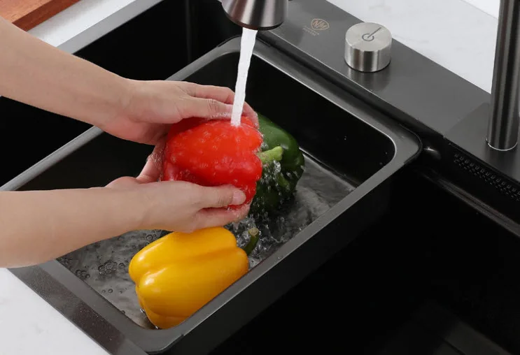 Modern Style 304 Stainless Steel Kitchen Sink Waterfall with Smart Kitchen Sink Siphon - Image 2
