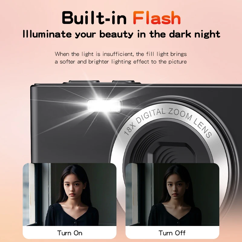 64MP Digital Camera For Photography Front Rear Dual Lens Selfie Camera Auto Focus 18X Auto Focus 4K Video Record Vlog Camcorder - Image 6