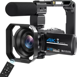 56MP 4K Digital Video Camera 18X Infrared Night Vision Vlogging Camcorder 3.0 inch Touch Screen Youtube Livestream WIFI Webcam