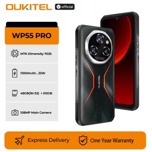 Oukitel WP55 Pro 5G Rugged Smartphone 48GB(16+32) +512GB 11000mAh 33W 108MP 6.6" FHD+ NFC 120Hz Cell Phone, Android 15