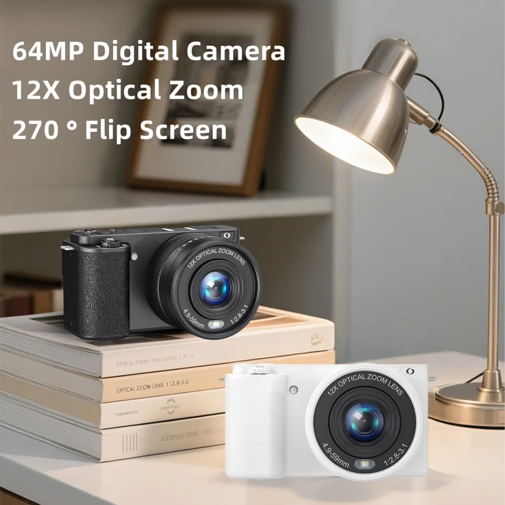 12X Optical Zoom 4K 64MP Digital Selfie Camera Flip Screen Vlog Camcorder Video Recorder photographic Camera Livestream Webcam - Image 3