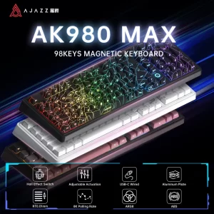 AJAZZ AK980 MAX Wired Magnetic Switch Keyboard 0.01mm 8K Mechanical Keyboards Hot Swap ARGB E-sports Games Customized Keyboard