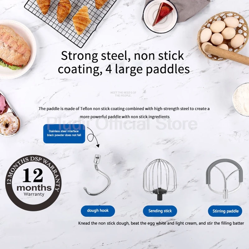 10L Stand Mixer 8 Speed Settings Stainless Steel Electric Kitchen Blender 2000W Powerful Mixer Home Appliance for Baking Dough - Image 3