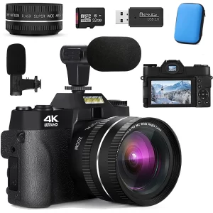 KOMERY Compact Digital Photography Camera 4K WIFI Web Camera Vintage Vlog Video Recorder YouTube 75MP Camcorder 3" Flip Screen