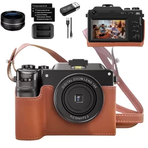 56MP Digital Camera For Photography Front Rear Dual Lens Selfie Vintage 4K Camcorder 18XYoutube Livestream WIFI Webcam DIY Frame