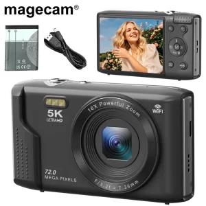 Magecam Digital Camera 5K 72MP 2.8inch LCD Screen 16X Zoom Vlogging Camera Vintage Vlog Video Recorder for Teens Adult Beginner
