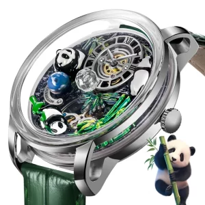 2025 PINDU New Panda Series National Treasure Symbol Men Mechanical Watch Rotating Crystal Ball 45.5MM Wristwatches Men M2791B