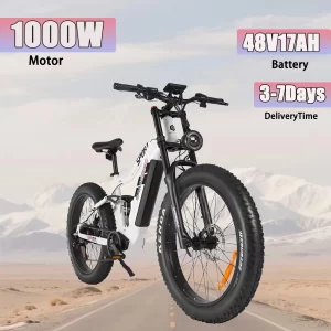SAMEBIKE RS-A08 Electric Bicycle 1000W High Speed Motor 48V17AH Battery Mountain E Bike 26*4.0 Inch Fat Tire Snow Electric Bike