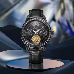 2025 New Haemmer Jacob Diamond Face Tourbillon Mechanical Men's Watch Men's Genuine Leather Glowing Mechanical Watch