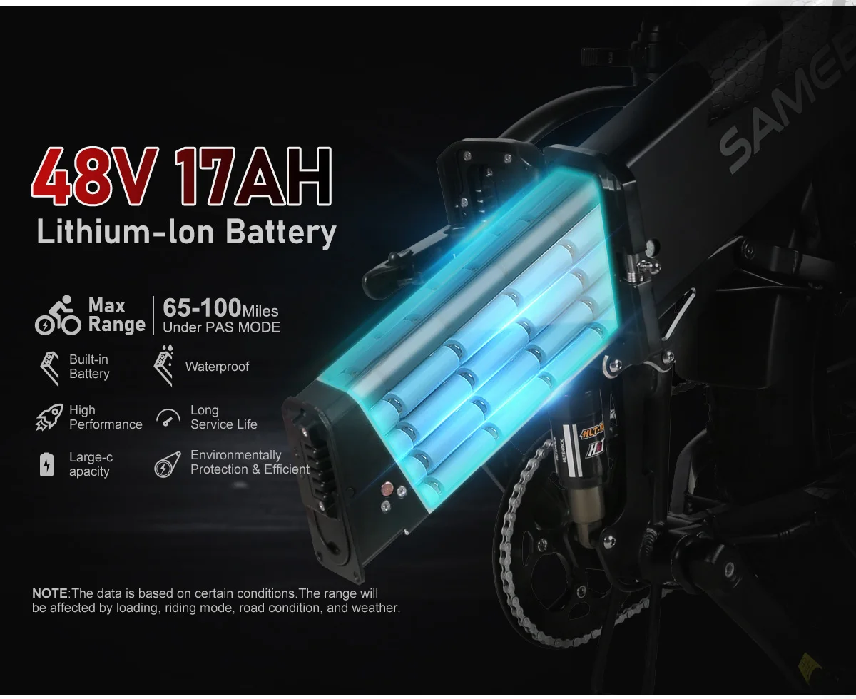 17Ah 250w1200D Folding Rear Drive Fat Electric Bike E-bike Dual Suspension - Image 5