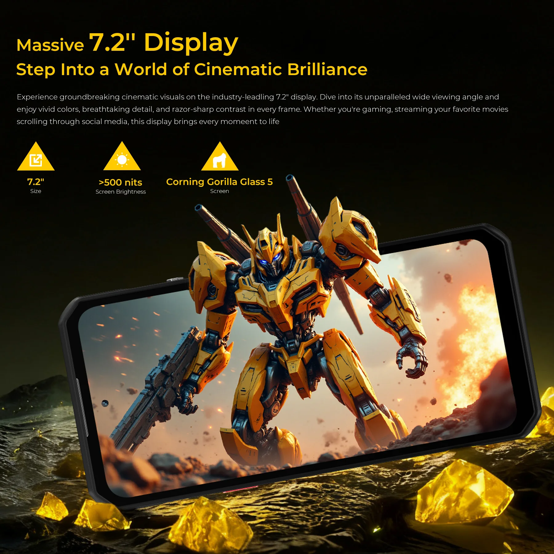OUKITEL WP60 10000mAh Rugged Phone 7.2” HD+ Display 48GB(16+32) +512GB MTK 7025 Smartphone Android 15, 108MP Camera, NFC, 120Hz - Image 3