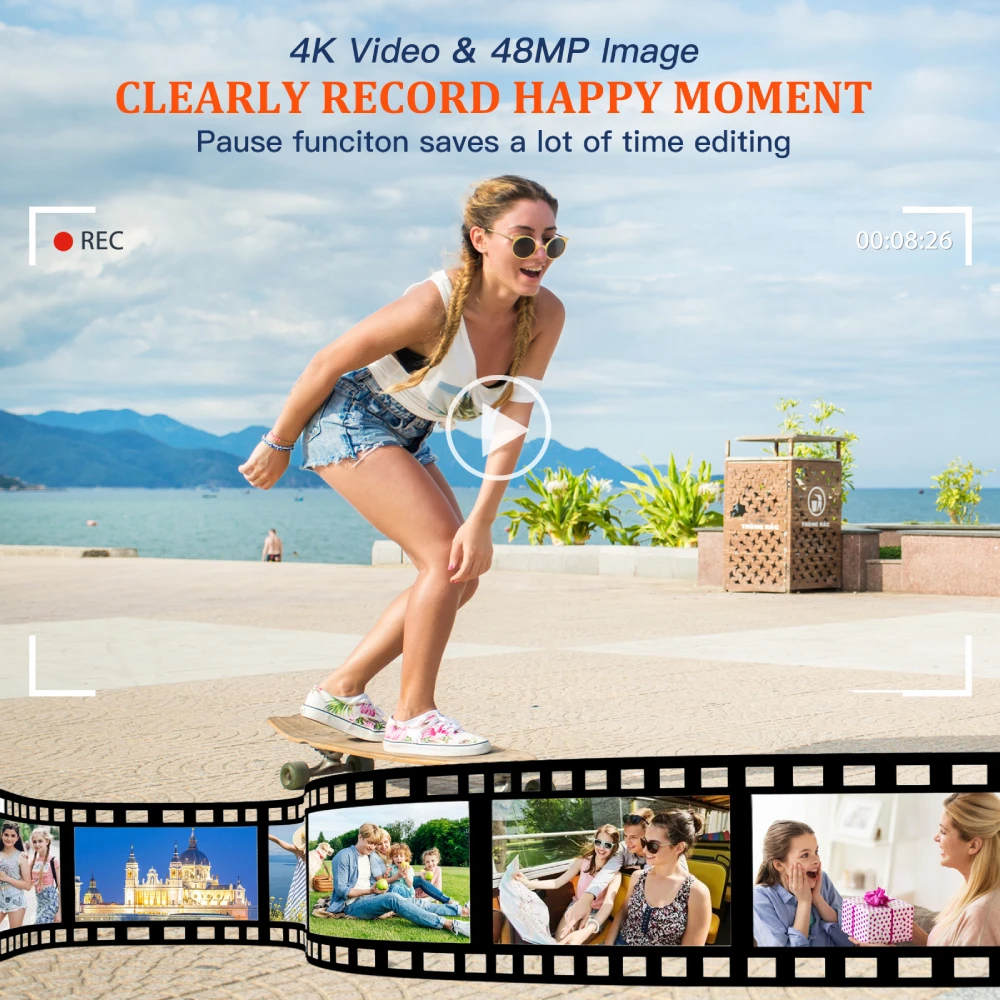 4K Digital Camera Auto Focus 48MP Vlogging Camera for YouTube and Anti-Shake Video Camera with Viewfinder Flash & Dial - Image 3