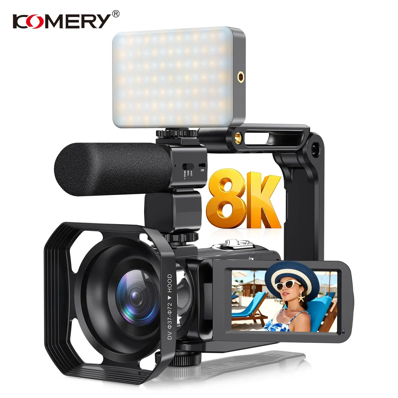 64MP 8K Video Camera Digital Recorder 18X Infrared Night Vision Camcorder 3.0 inch Rotate Touch Screen WIFI Livestreaming Webcam