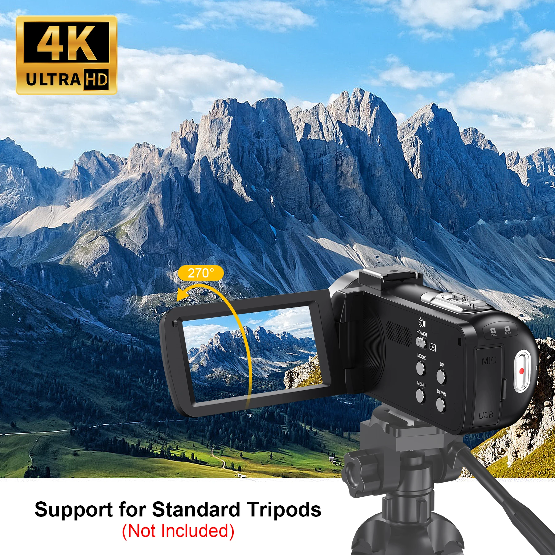 18X 42MP Digital Video Camera 3" Flip Screen 4K UHD Camcorder Wifi Webcam For Youtube Livestreaming Wide Angle Lens Vlog Camera - Image 5