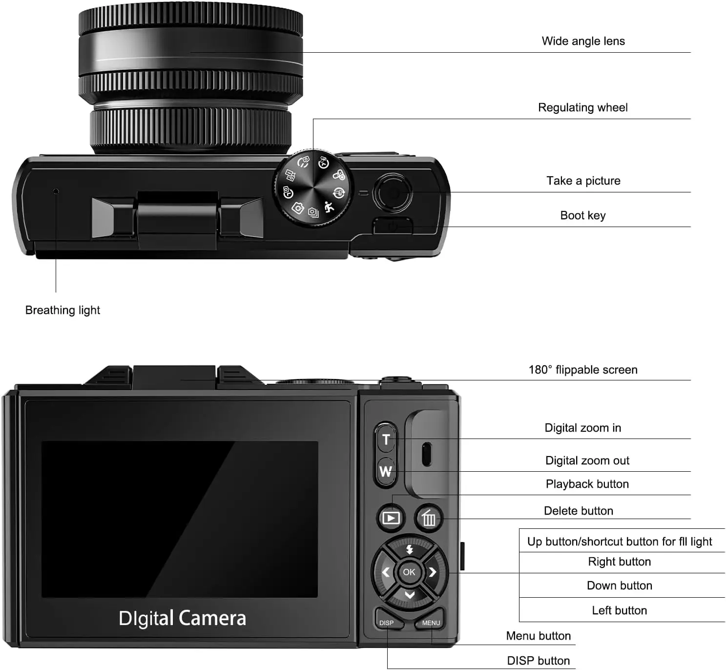 64MP 4K Digital Camera 180° Flip Screen 18X Zoom Selfie Vlog Camcorder Wide Angle Macro UHD Video Camera Livestream WiFi Webcam - Image 6