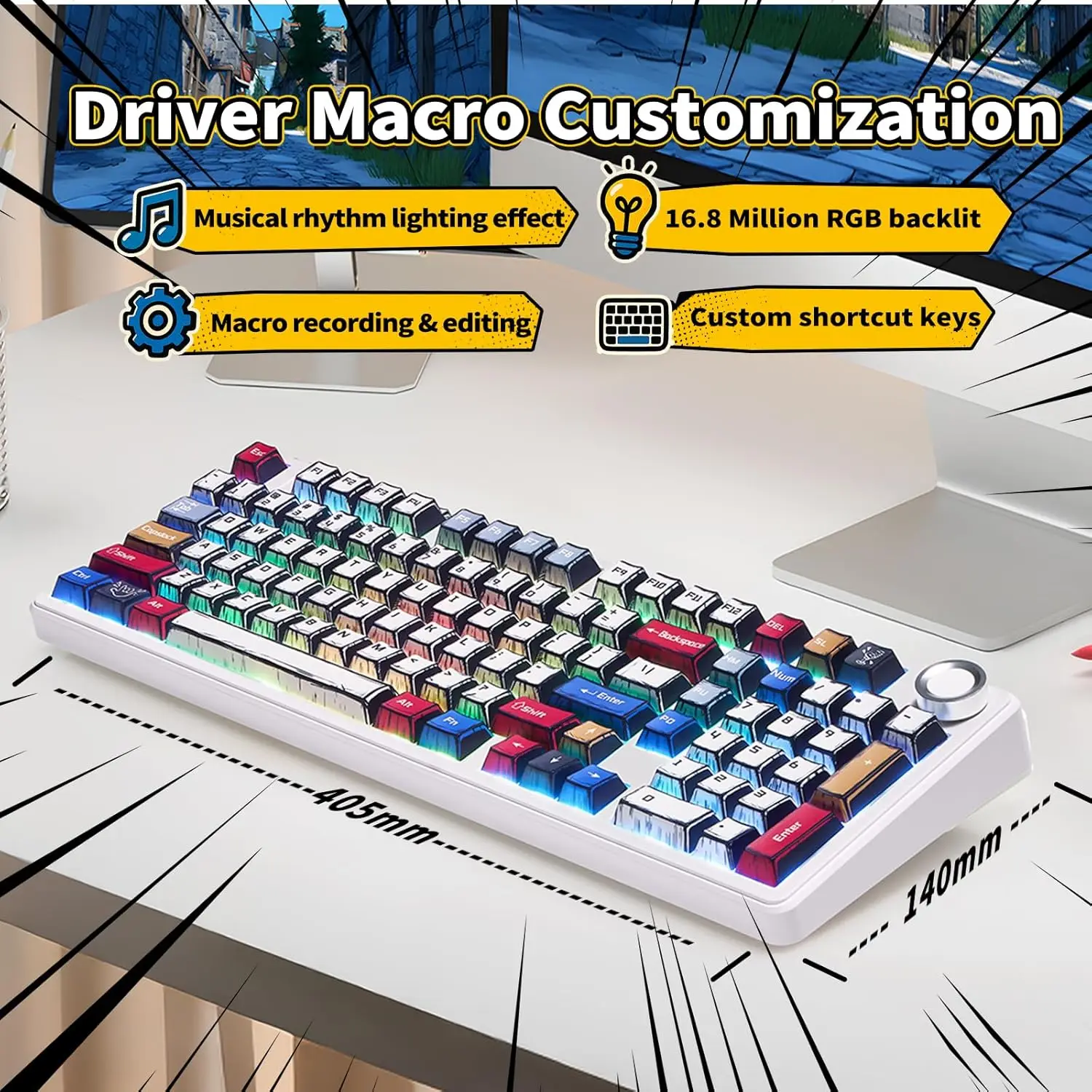 New AULA F75/F99 Pro Gaming Mechanical Keyboard PBT Comic Keycaps RGB Backlight Hot Plug Customized keyboard Keyboard for Office - Image 2