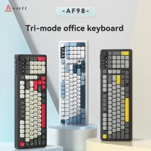 AJAZZ AF98 Wired/Wireless Keyboard Mechanical Feel Office Long Battery Life Three-Mode RGB Mixed Light ABS Keycaps Ergonomics