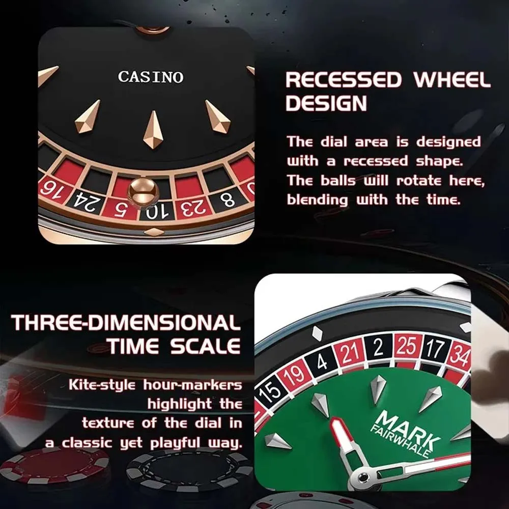 Mark Fairwhale 2025 New Fashion Men Quartz Watch Arabic numerals Rotating Dial Roulette Luminous Waterproof Men's Wristwatch - Image 4