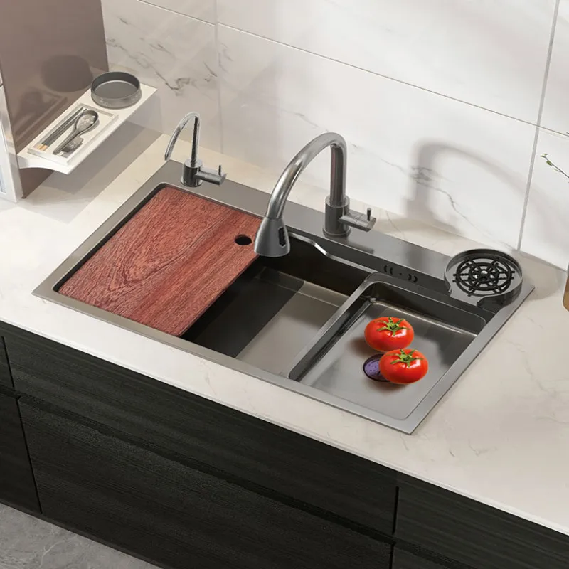 Large Single Bowl Stainless Steel Kitchen Sink Nano Multi-functional Household Thickened Vegetable Basin One Cup Washing Machine - Image 2