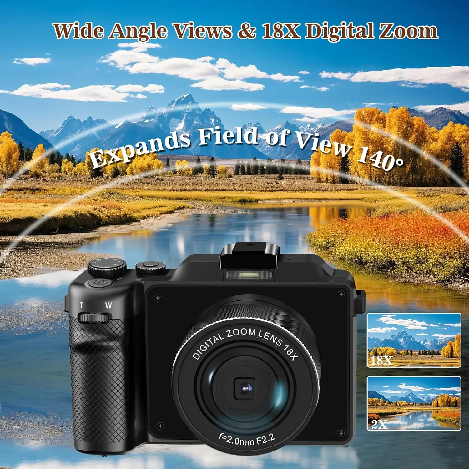 18X 48MP Wide Angle Vlog Camera 4K 60FPS Camcorder Front Rear Dual Lens Selfie Digital Camera Auto Focus Livestream WIFI Webcam - Image 3