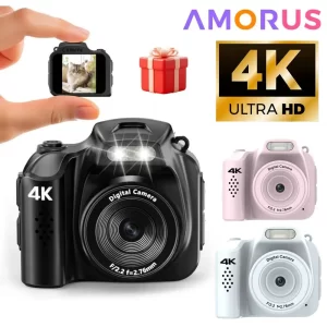 Mini Keychain Camera 4K 64MP Digital Camera Pocket Camcorder for Kids Adults Collectible Gift for Birthdays & Stocking Stuffers