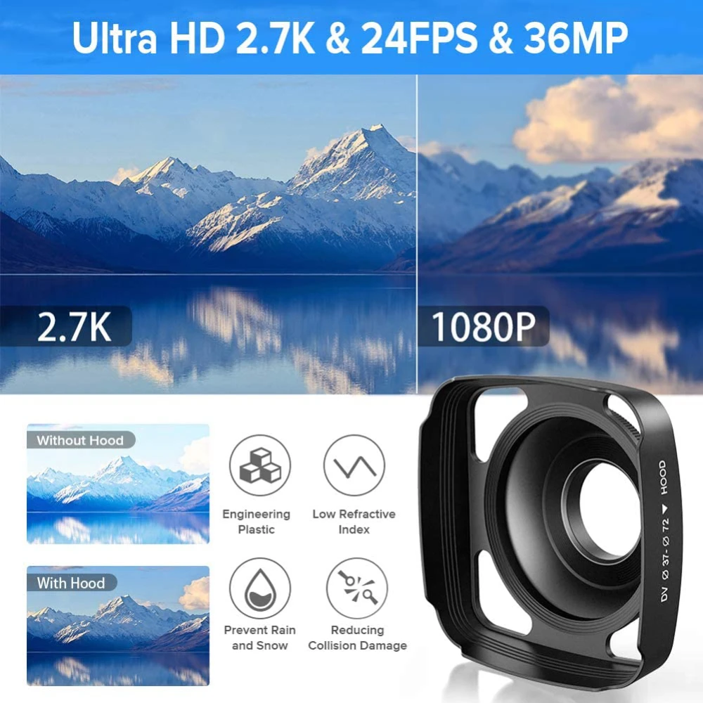 2.7K Camcorder Video Camera 36MP with LED Fill Light,16X Digital Zoom Camera Recorder 3.0" IPS Touch Screen Vlogging Camera Kit - Image 2