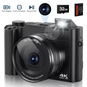 4K 64MP Digital Camera for Photography and Video Autofocus Dual Cameras Vlogging Camera for YouTube 6-Axis Stabilization Camera