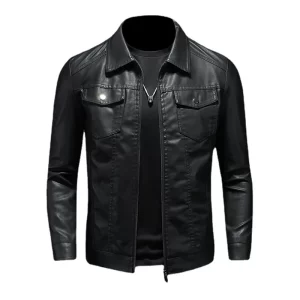Men Slim Locomotive Leather Jackets Multiple Pockets Moto Biker Pu Leather Coats High Quality Male Spring Leather Jackets 5XL